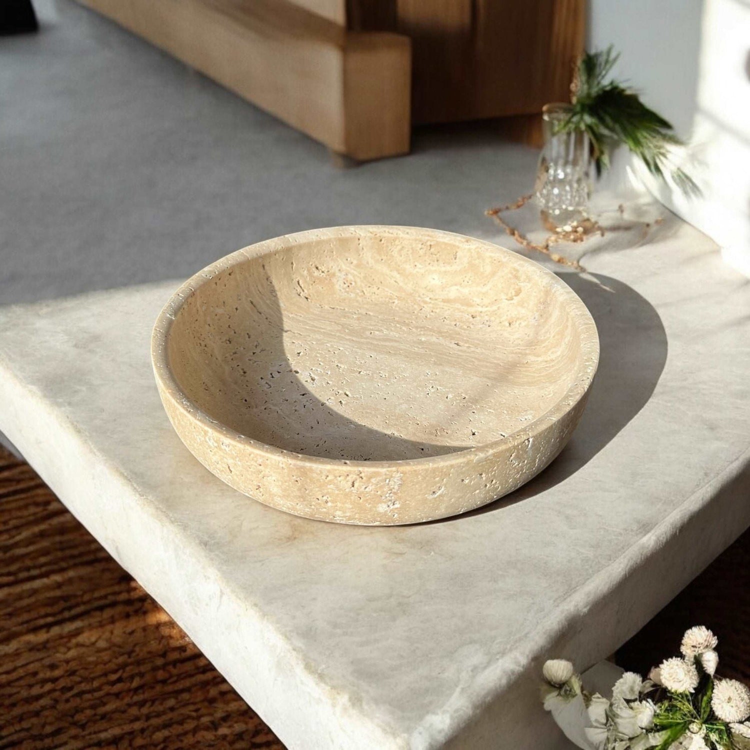 Round Travertine Bowl - Travencia